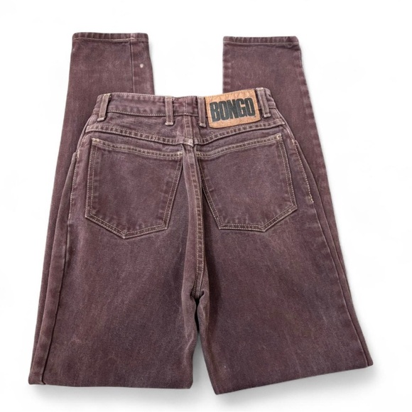 VTG 90s Bongo Jeans Size 5 Brown Denim High Waist Tapered Leg USA Made - Picture 1 of 8